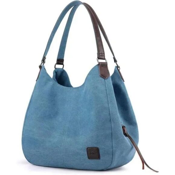 NEW COTTON Canvas Handbag Tote Purse Gray Large Size Choose Color Hobo Bag - Picture 6 of 16